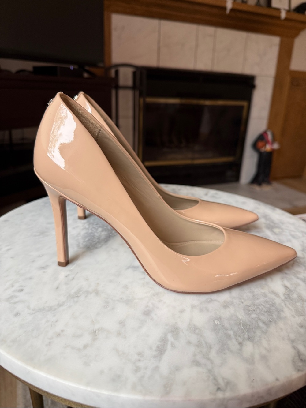 Sam Edelman Nude Patent Stiletto Heels